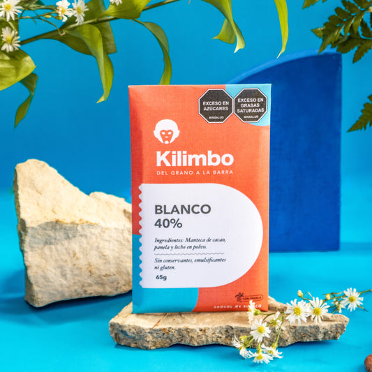 Barra de chocolate blanco 40% cacao endulzado con panela