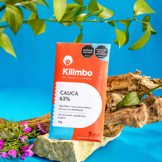 Barra de chocolate 63% cacao de Cauca con leche de coco