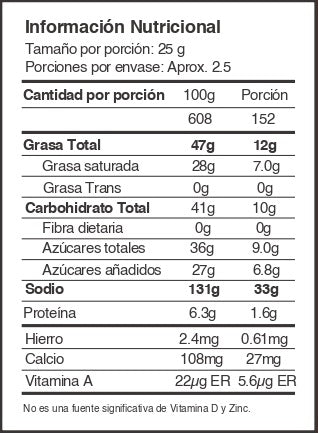 Barra de chocolate blanco 40% cacao endulzado con panela